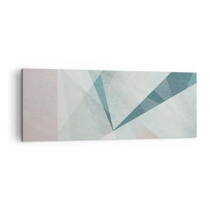 Obraz na płótnie - Geometryczne kształty w pastelowych odcieniach błękitu i szarości - 140x50cm - Spokojnie choć dynamicznie - Nowoczesna dekoracja ścienna do salonu i sypialni ARTTOR