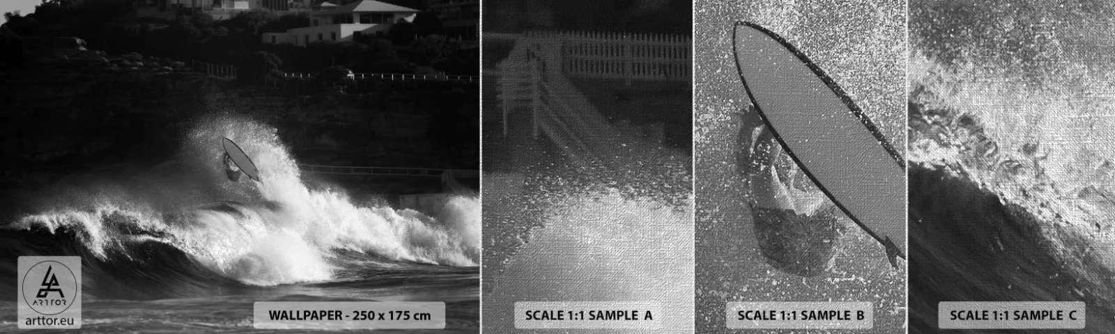 Fototapeta Próbka Premium Canvas - Wyzwanie przyjęte! - Surfing, Fala, Sporty Wodne - 100x30 cm