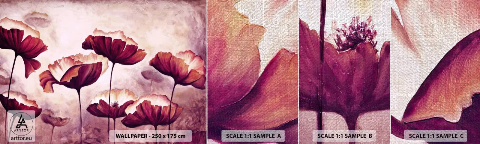 Fototapeta Próbka Premium Canvas - Płatek czerwony i biały - Abstrakcja, Kwiaty, Sztuka - 100x30 cm