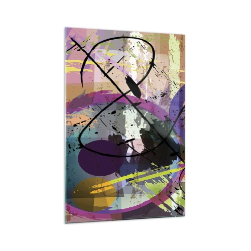 Obraz na szkle - Kolorowy abstrakcyjny wzór z dynamicznymi liniami i kształtami - 70x100cm - Można wprost lub naokoło - Nowoczesna dekoracja ścienna do salonu i sypialni ARTTOR