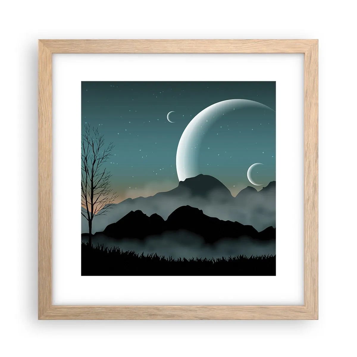 Plakat w ramie jasny dąb - Karnawał gwiaździstej nocy - 30x30 cm