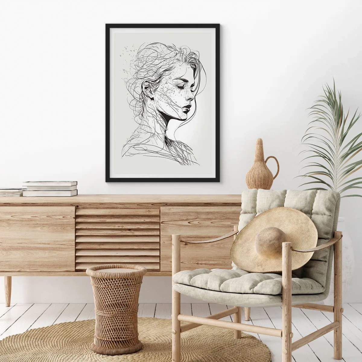 Plakat w czarnej ramie - Portret w zamyśleniu - 30x40 cm