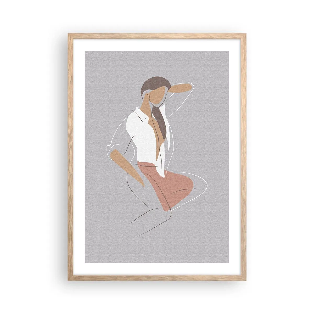 Plakat w ramie jasny dąb - Zarys wdzięku - 50x70 cm