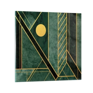 Obraz na szkle - Dynamika złota i lazuru - 60x60 cm