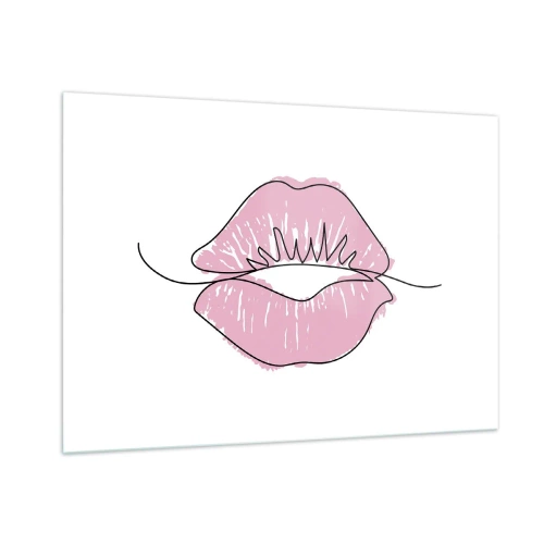 Obraz na szkle - Abstrakcyjny obraz ust w odcieniach różu i czerni - 100x70cm - Gotowy do pocałunku? - Nowoczesna dekoracja ścienna do salonu, kuchni i sypialni ARTTOR