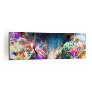 Obraz na płótnie - Kolorowe rozbłyski światła w abstrakcyjnej kompozycji - 160x50cm - Radośnie przeciw ciemności - Nowoczesna dekoracja ścienna do salonu i sypialni ARTTOR
