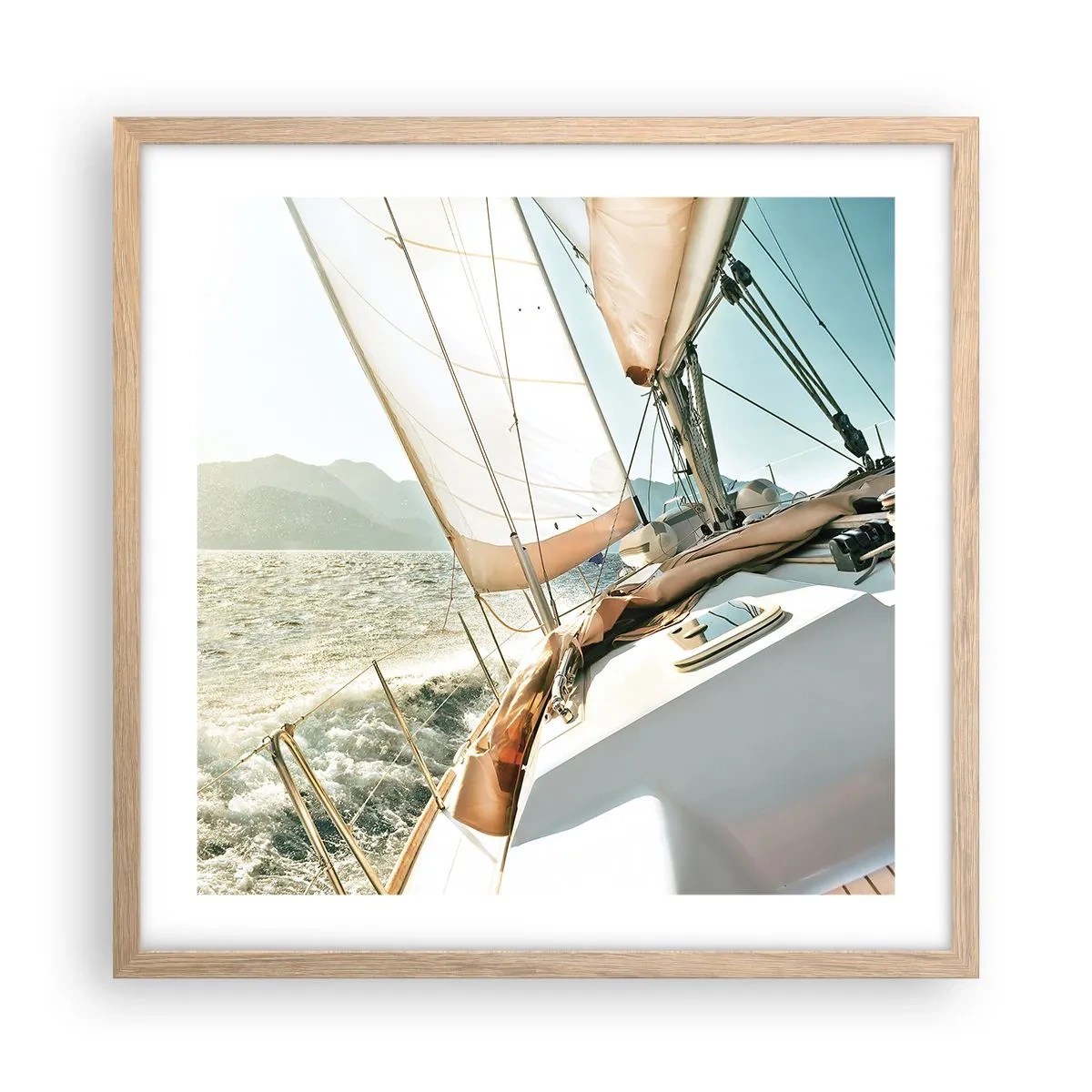 Plakat w ramie jasny dąb - Pod pełnymi żaglami - 50x50 cm