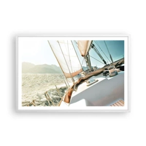 Plakat w białej ramie - Pod pełnymi żaglami - 91x61 cm