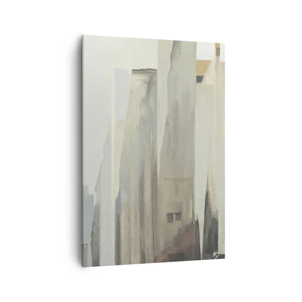 Obraz na płótnie - Abstrakcyjny krajobraz miasta w pastelowych odcieniach - 70x100cm - Sen o mieście - Nowoczesna dekoracja ścienna do salonu i sypialni ARTTOR