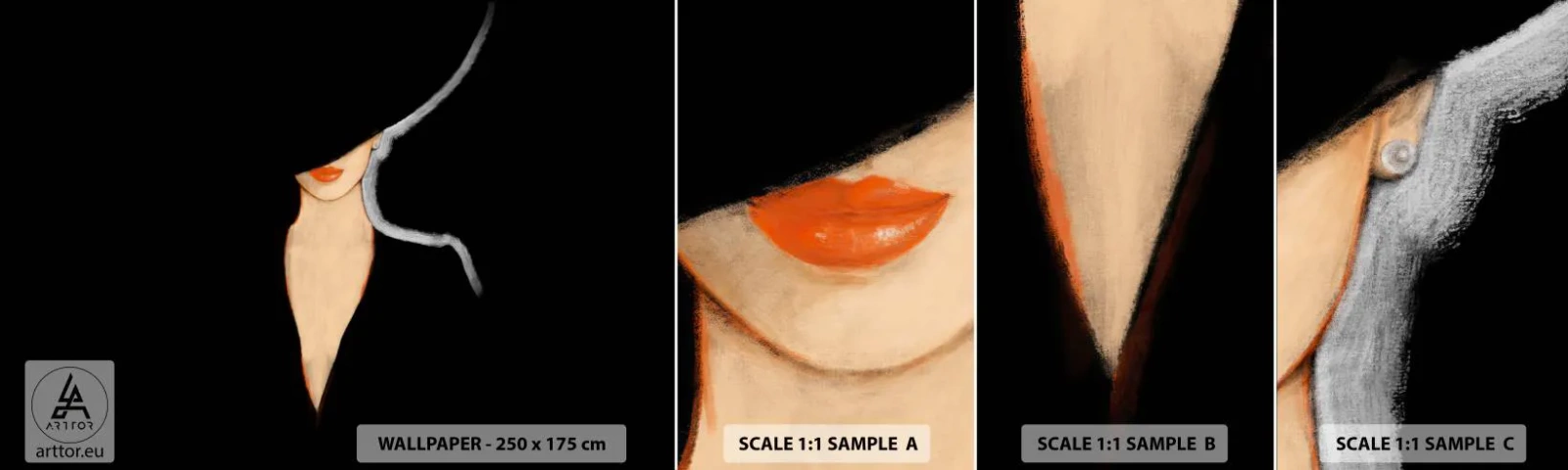 Fototapeta Próbka Samoprzylepna Deluxe Sticker - Elegancja i styl - Kobieta W Kapeluszu, Moda, Sztuka - 100x30 cm