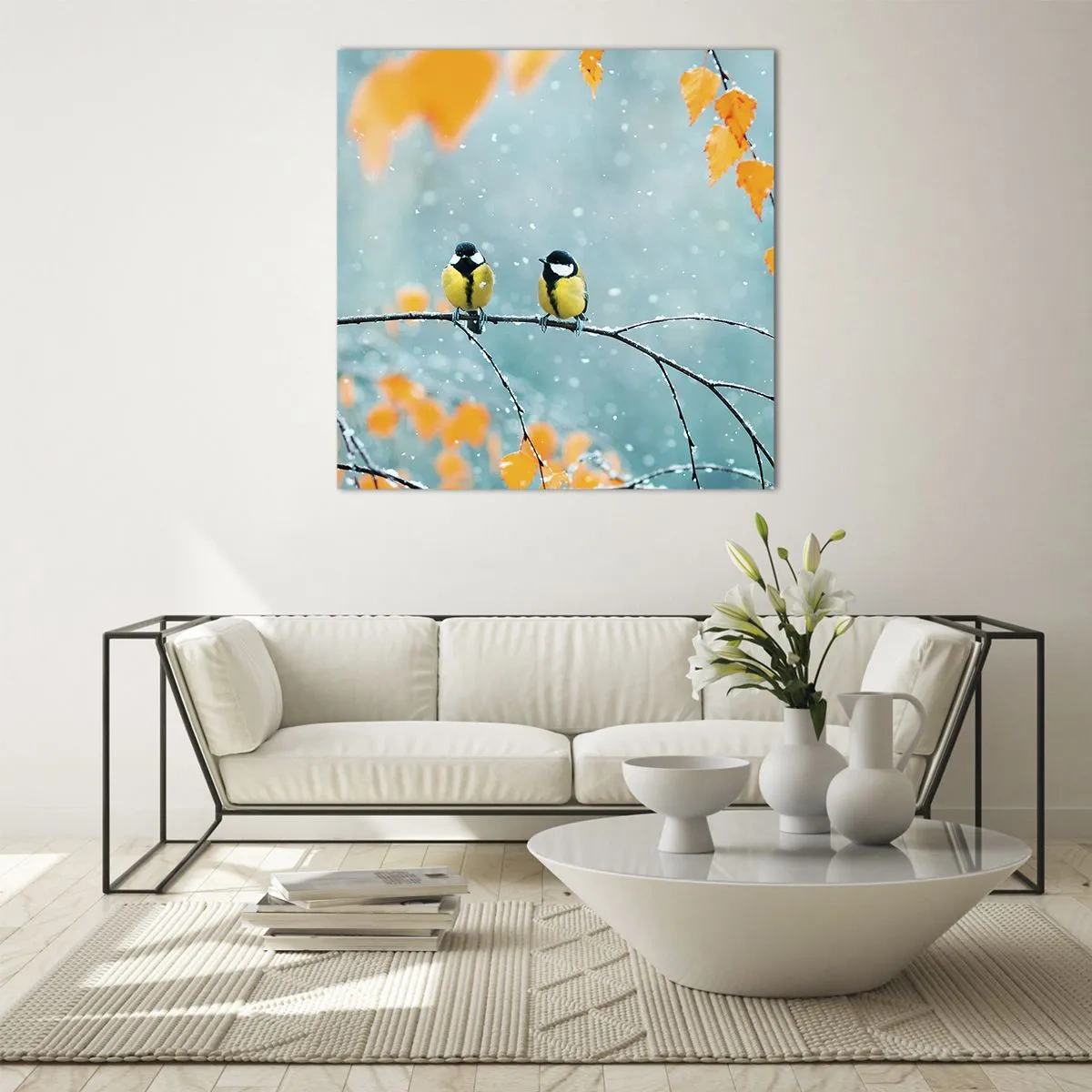 Obraz na szkle - Ptasie plotki - 60x60 cm