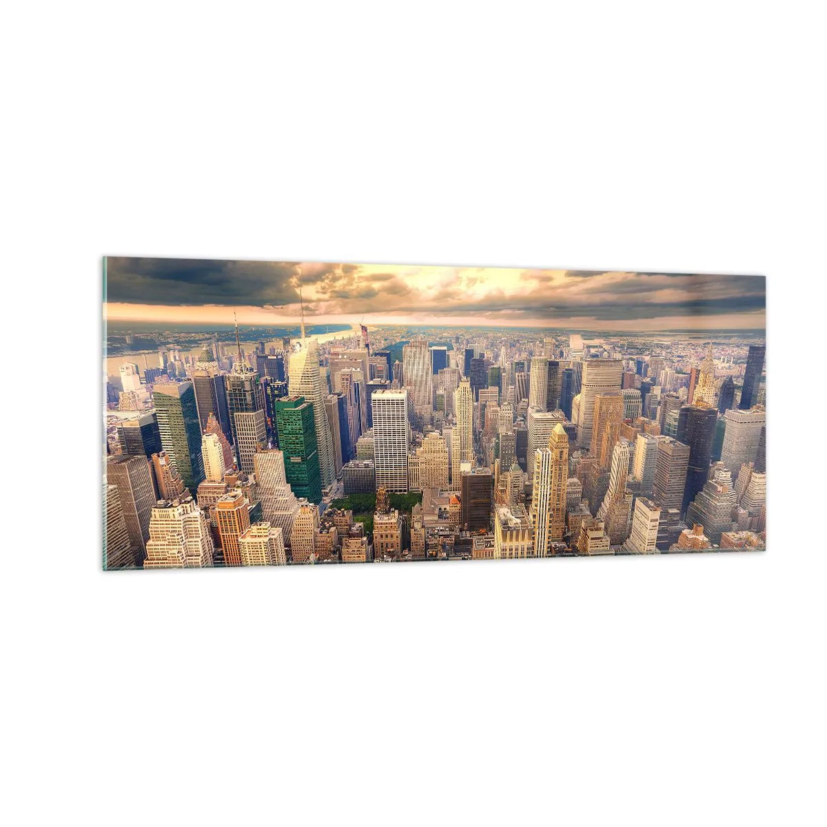 Obraz na szkle - Wyzłocone metropolis - 100x40 cm