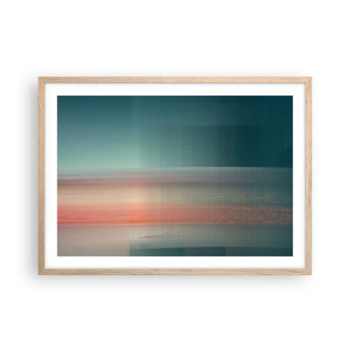 Plakat w ramie jasny dąb - Abstrakcja: fale światła - 70x50 cm