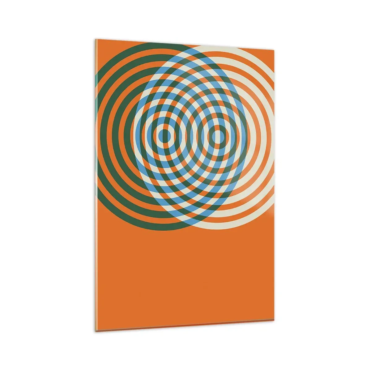 Obraz na szkle - Koncentryczne okręgi na pomarańczowym tle - 80x120cm - Abstrakcyjna wariacja kolista - Nowoczesna dekoracja ścienna do salonu i sypialni ARTTOR