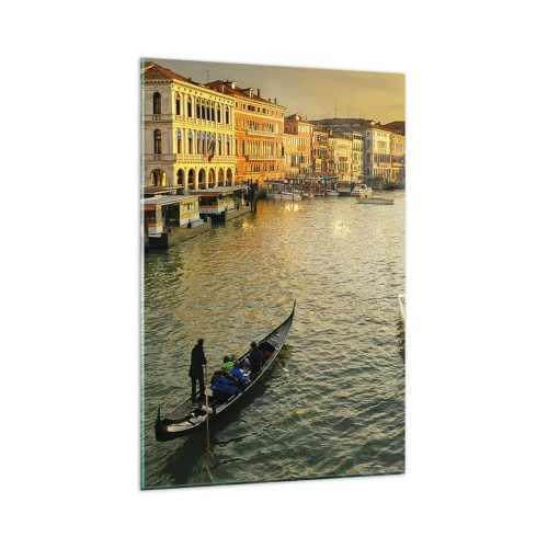 Obraz na szkle - Gondola na kanale w Wenecji o zachodzie słońca - 80x120cm - Po słonecznej stronie ulicy - Nowoczesna dekoracja ścienna do salonu i sypialni ARTTOR