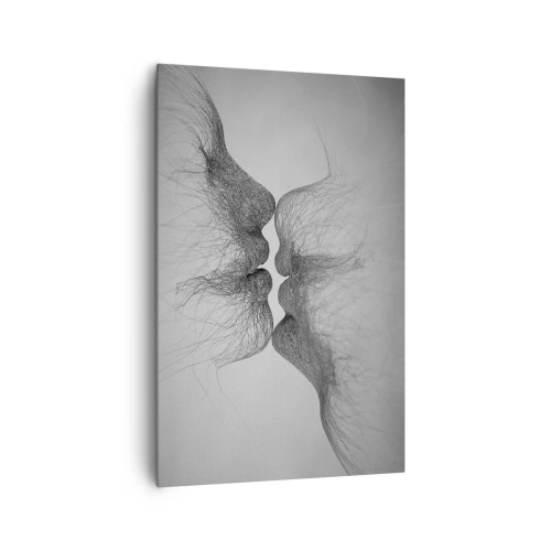 Obraz na płótnie - Abstrakcyjny pocałunek przedstawiony w eterycznej formie - 80x120cm - Pocałunek wiatru - Nowoczesna dekoracja ścienna do salonu i sypialni ARTTOR