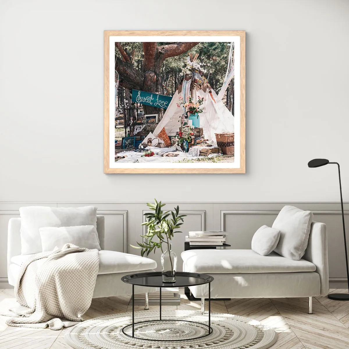 Plakat w ramie jasny dąb - Make love… - 50x50 cm