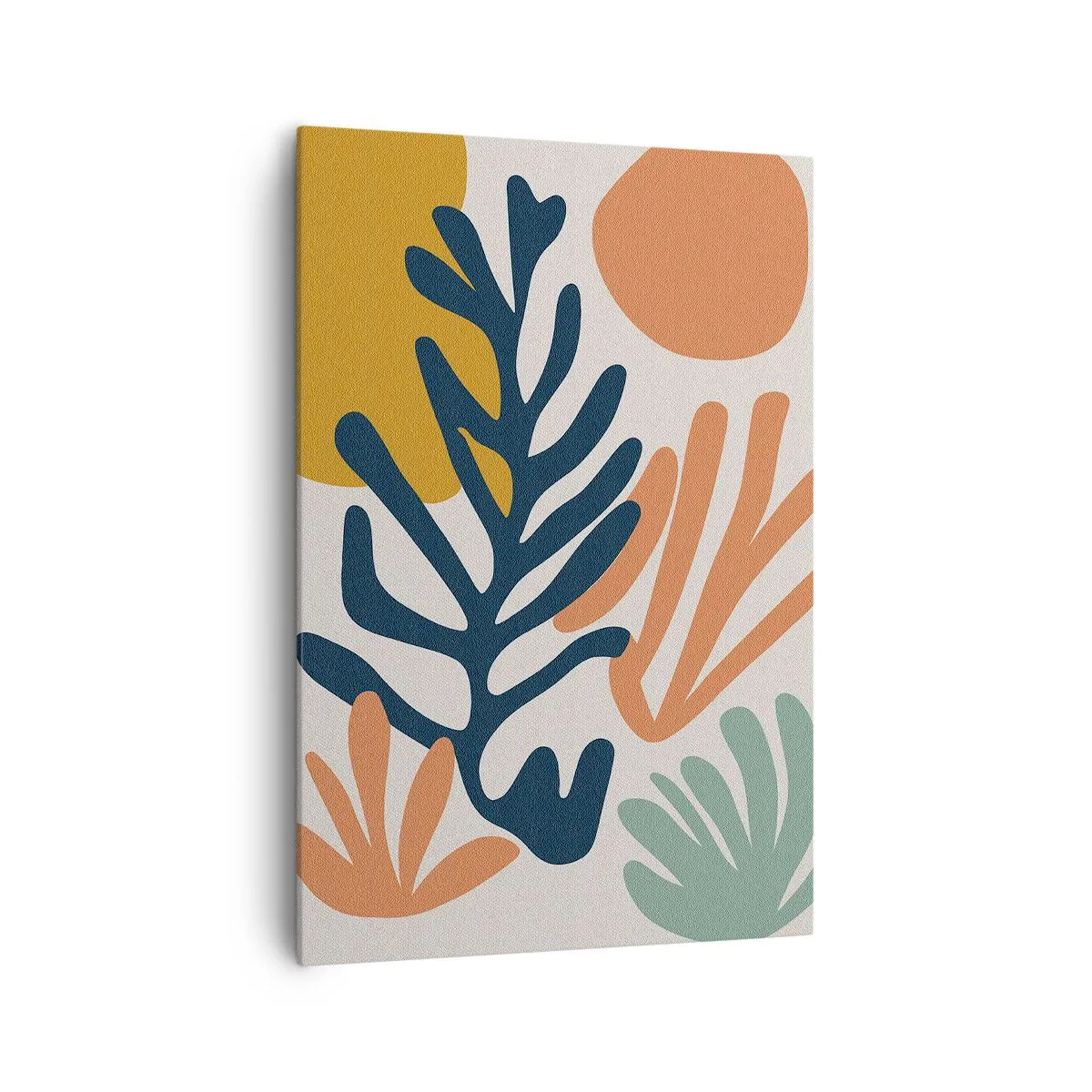 Obraz na płótnie - Kolorowe liście w abstrakcyjnym stylu - 70x100cm - Koralowe morza - Nowoczesna dekoracja ścienna do salonu i sypialni ARTTOR