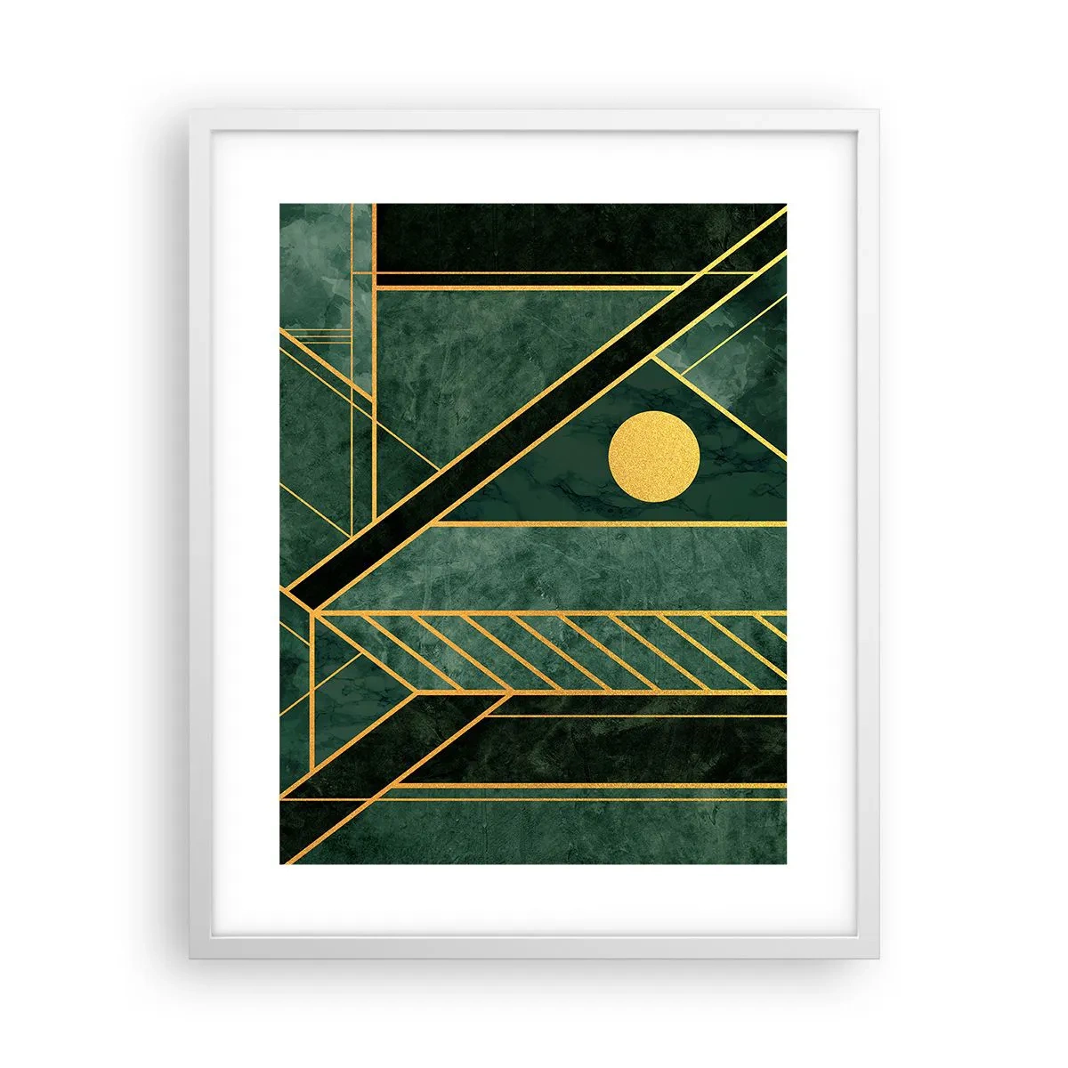 Plakat w białej ramie - Dynamika złota i lazuru - 40x50 cm