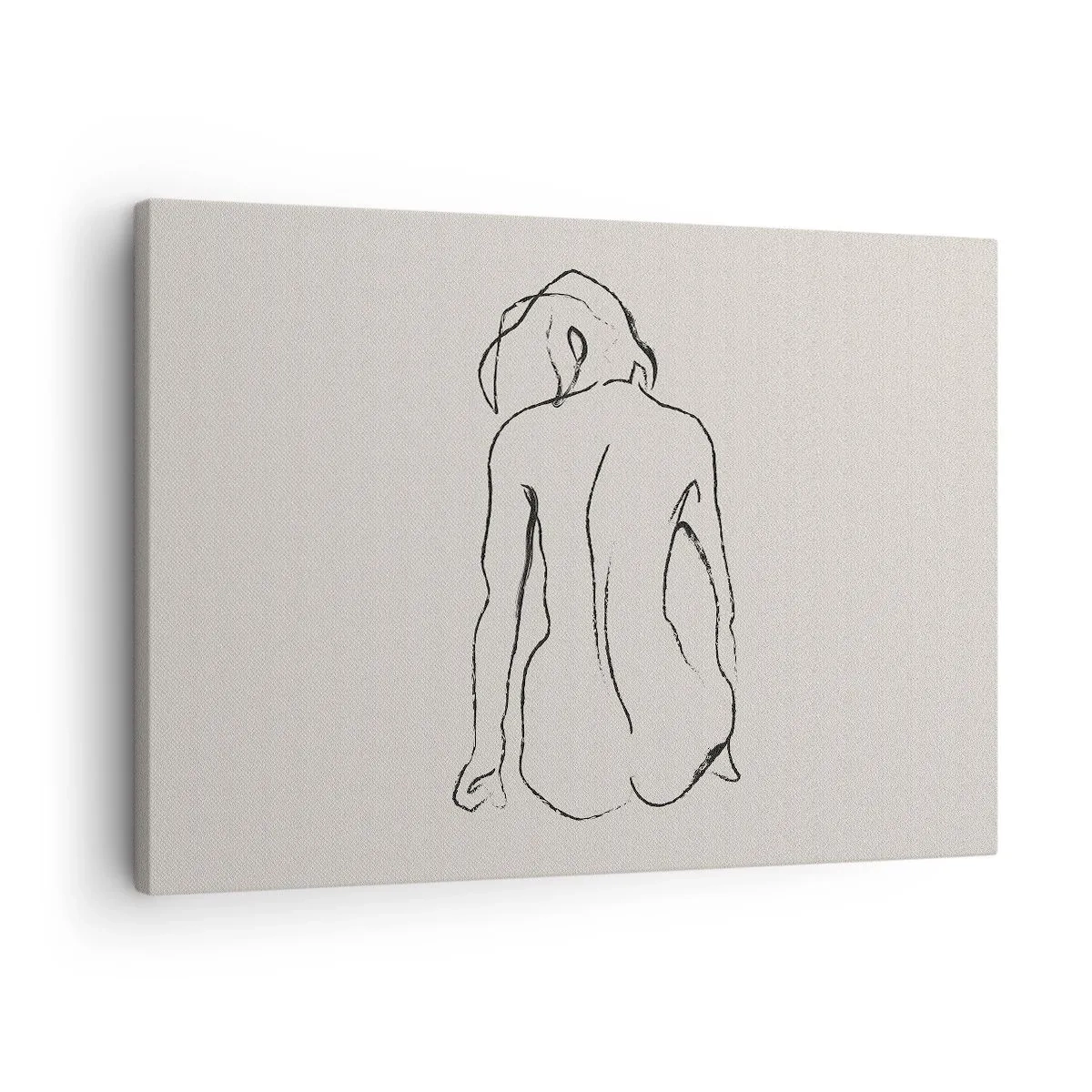 Obraz na płótnie - Subtelny szkic dziewczęcej sylwetki z widokiem z tyłu - 70x50cm - Akt dziewczęcy - Nowoczesna dekoracja ścienna do salonu i sypialni ARTTOR