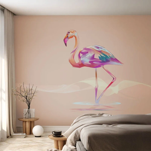 Fototapeta Standard Eco - Stylizowany flaming na minimalistycznym tle - 100x70cm - Ptak dobrych emocji - Nowoczesna dekoracja ścienna do salonu i sypialni ARTTOR