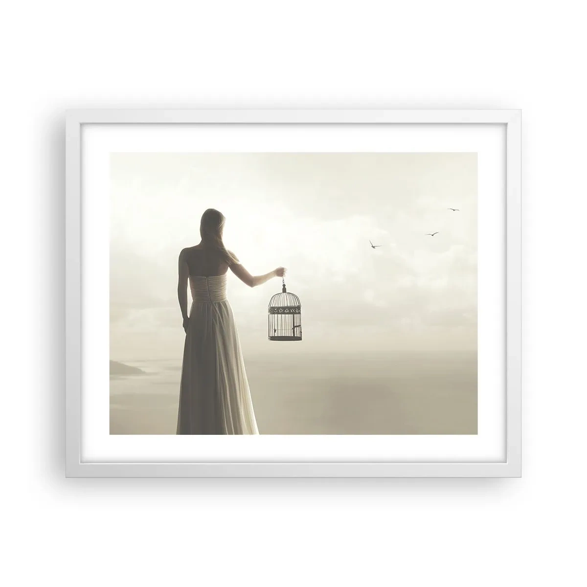 Plakat w białej ramie - Bądź wolna - 50x40 cm