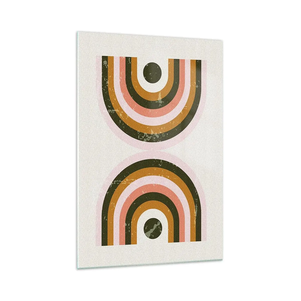 Obraz na szkle - Symetryczna abstrakcja geometryczna w odcieniach ziemistych i pastelowych - 70x100cm - Abstrakcja bliźniacza - Nowoczesna dekoracja ścienna do salonu i sypialni ARTTOR