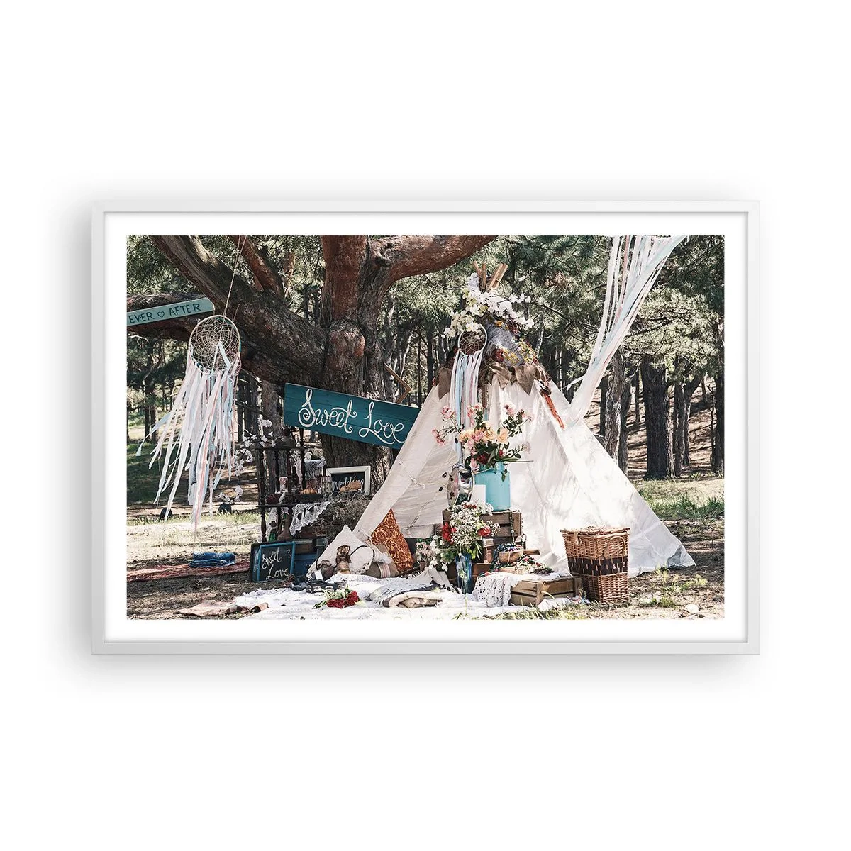 Plakat w białej ramie - Make love… - 91x61 cm