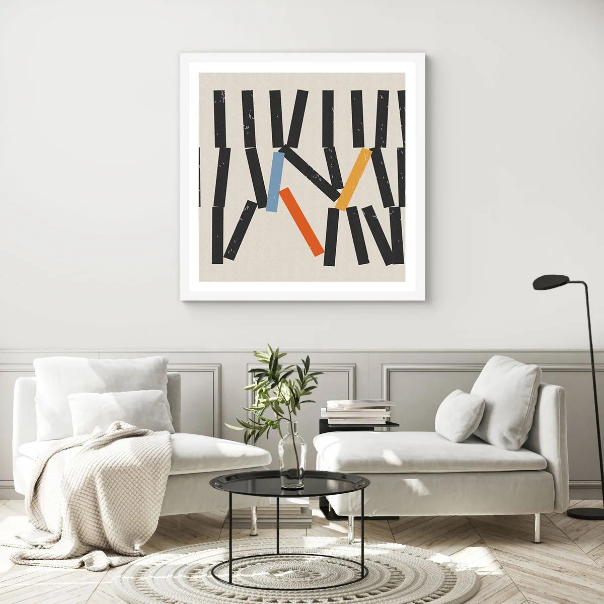 Plakat w białej ramie - Domino – kompozycja - 50x50 cm