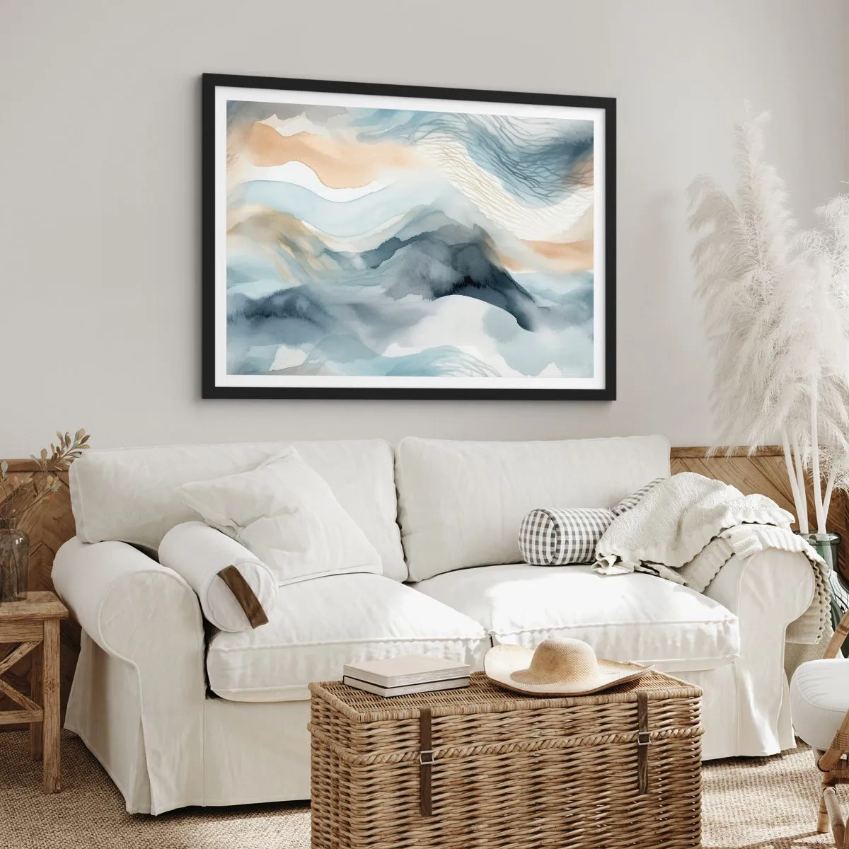 Plakat w czarnej ramie - Abstrakcja śnieżna i mglista - 40x30 cm