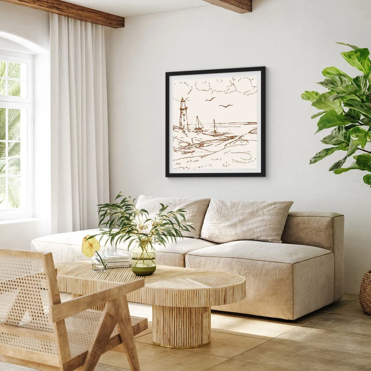 Plakat w czarnej ramie - Zarys wspomnienia lata - 60x60 cm