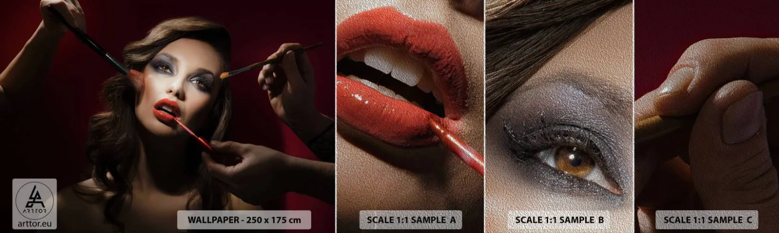 Fototapeta Próbka Premium Sand - Piękna rozmarzona - Kobieta, Makijaż, Aktorka - 100x30 cm