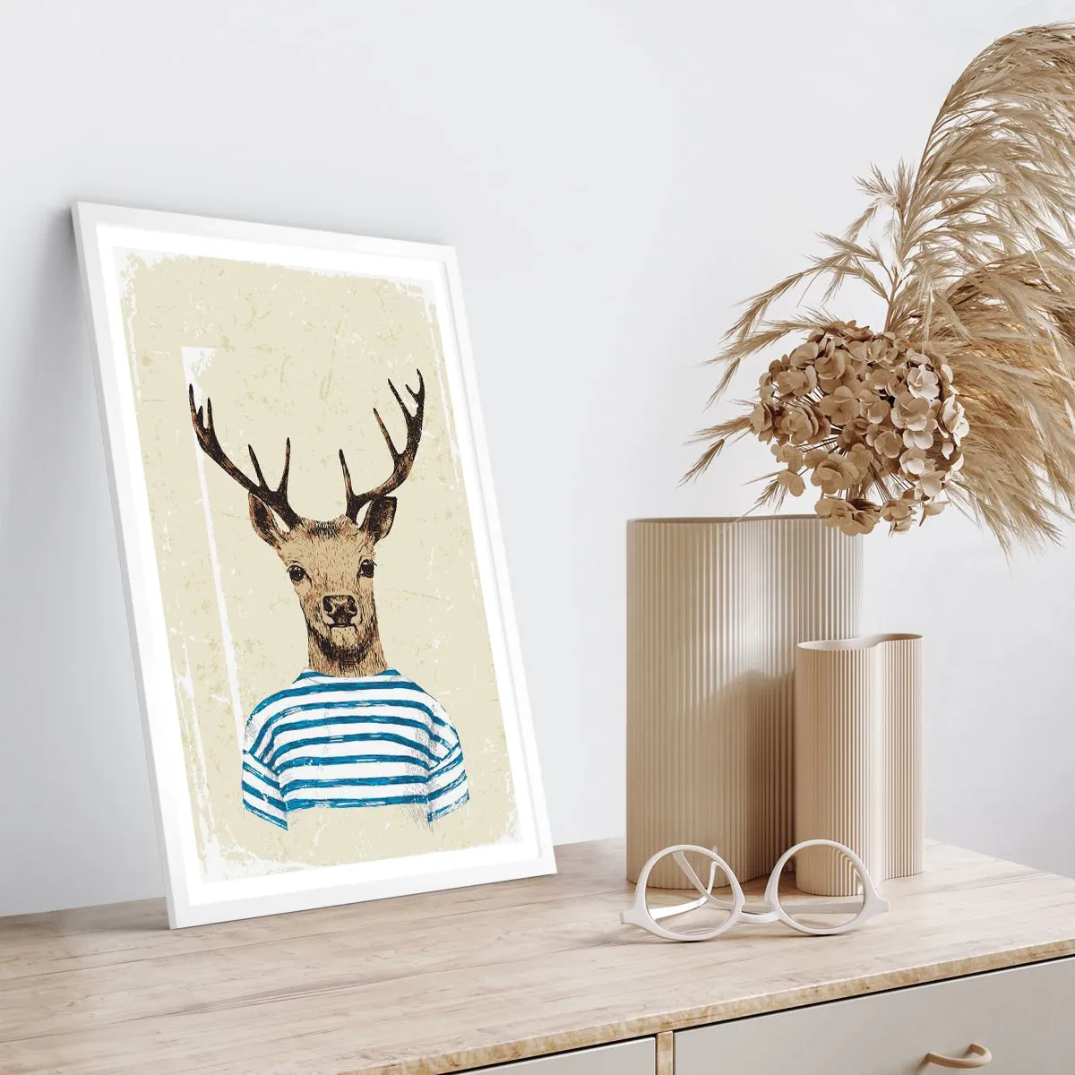 Plakat w białej ramie - Bo lubię koszulki w paski! - 70x100 cm