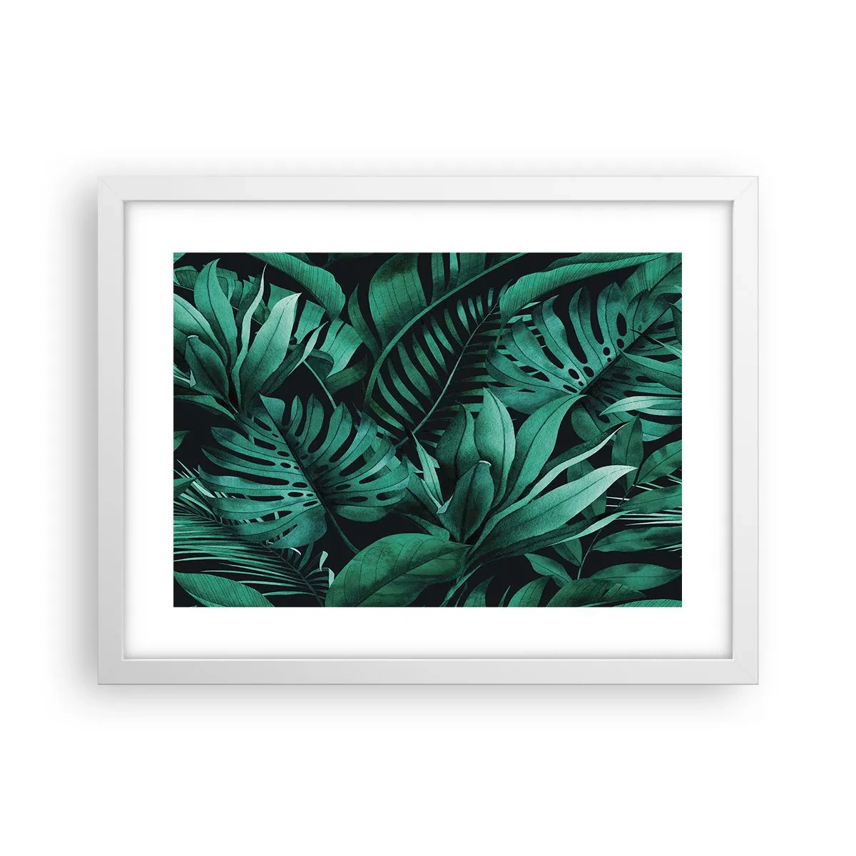Plakat w białej ramie - Głębia tropikalnej zieleni - 40x30 cm