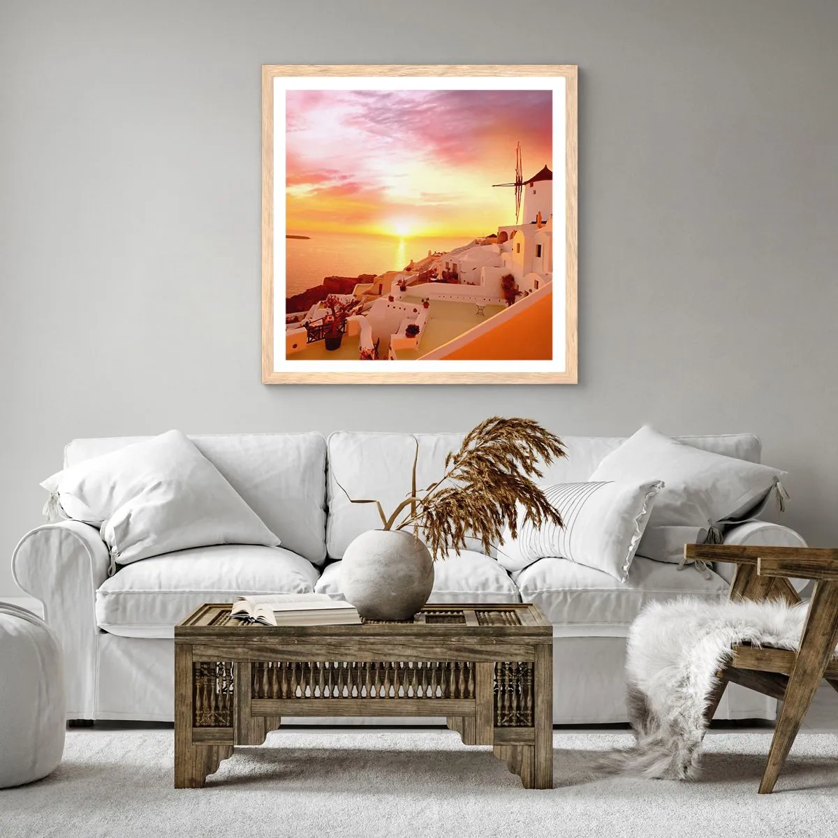 Plakat w ramie jasny dąb - Rozpłynąć się w bieli i złocie - 50x50 cm