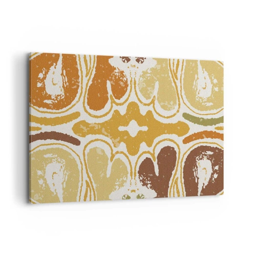 Obraz na płótnie - Ciepłe wzory abstrakcyjne w żółciach i brązach - 100x70cm - Abstrakcja sentymentalna - Nowoczesna dekoracja ścienna do salonu, kuchni i sypialni ARTTOR
