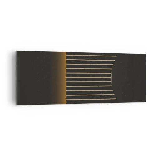 Obraz na płótnie - Geometryczny wzór z pasami na ciemnym tle - 140x50cm - Zbadać ciemność - Nowoczesna dekoracja ścienna do salonu i sypialni ARTTOR