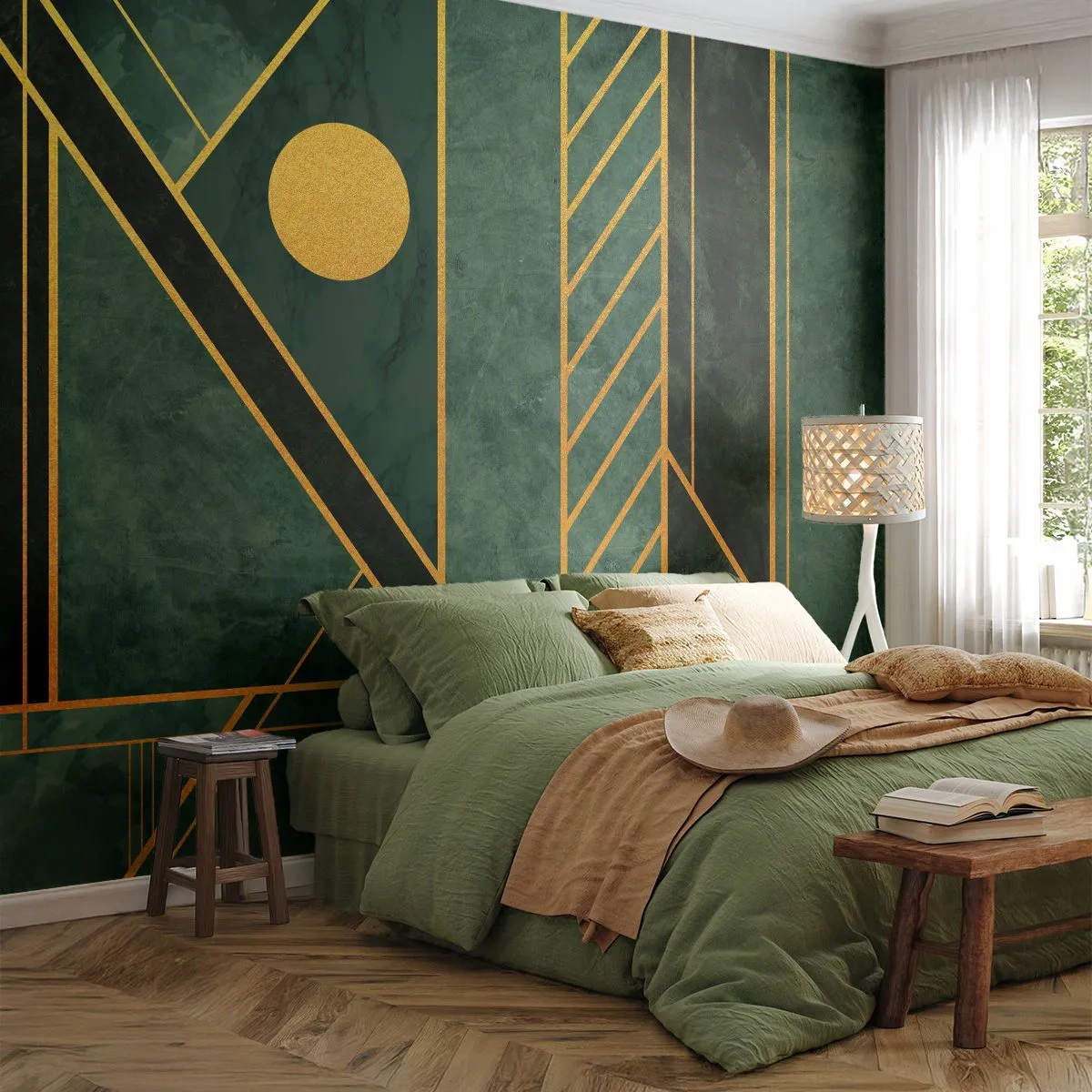 Fototapeta Premium Canvas - Dynamika złota i lazuru - Abstrakcja, Sztuka, Wzór Geometryczny - 150x105 cm