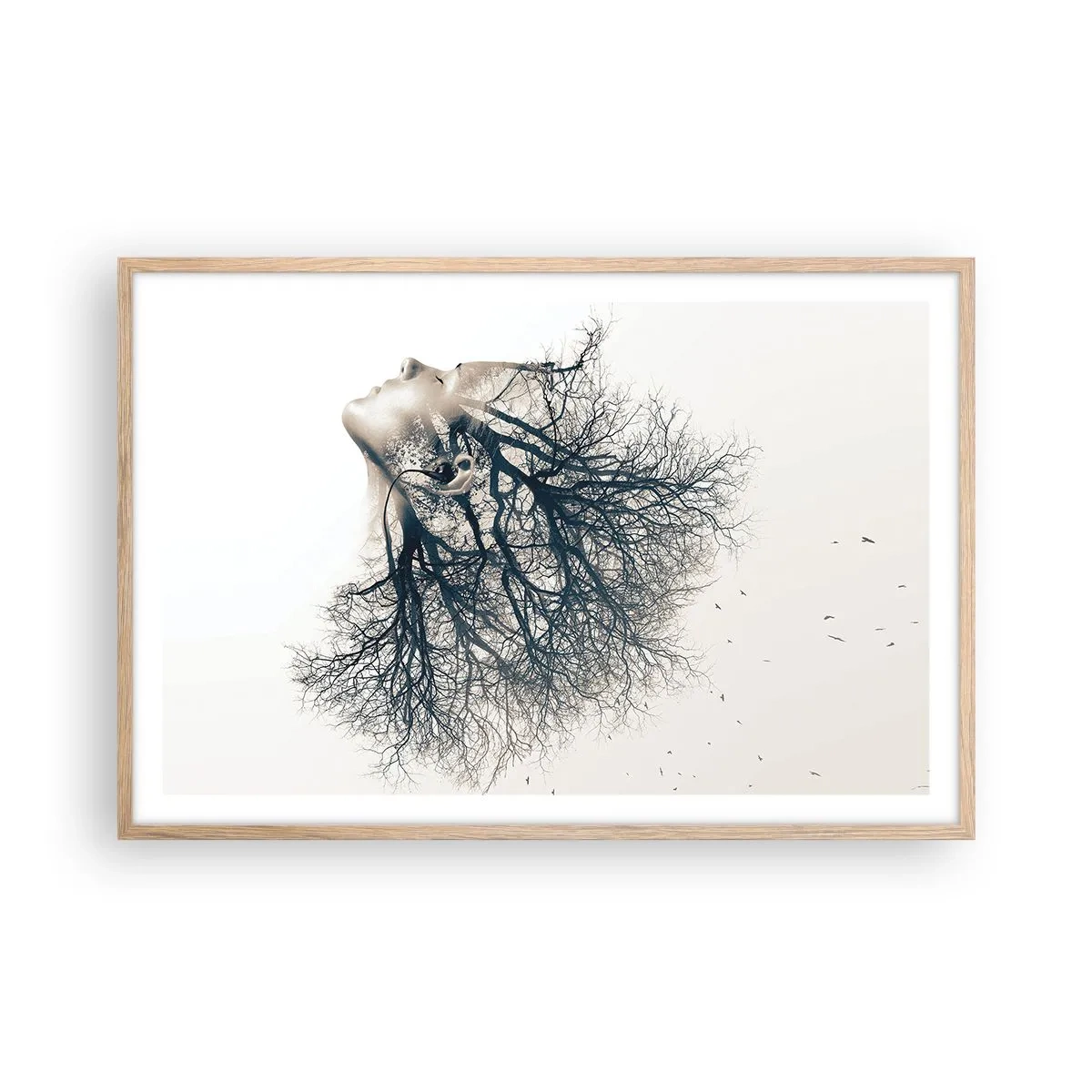 Plakat w ramie jasny dąb - Zasłuchana w szept drzewa - 91x61 cm