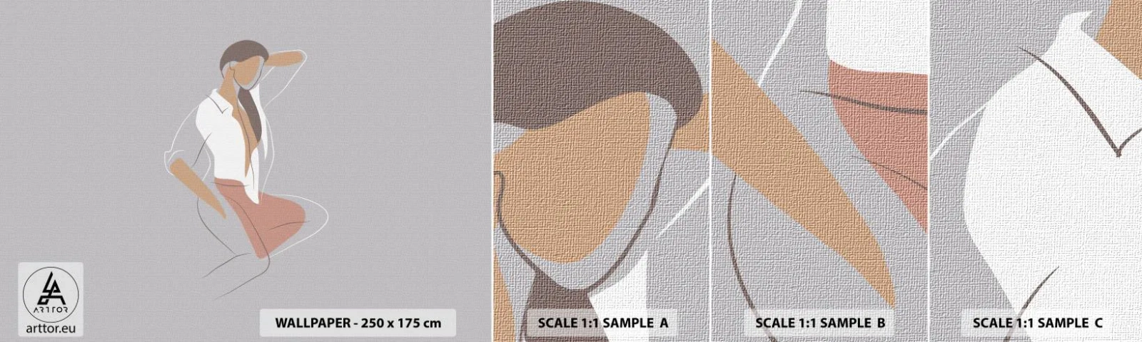 Fototapeta Próbka Samoprzylepna Deluxe Sticker - Zarys wdzięku - Kobieta, Grafika, Modelka - 100x30 cm