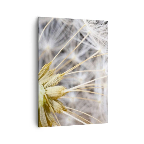 Obraz na płótnie - Makrofotografia dmuchawca - 50x70cm - Tuż przed odlotem - Nowoczesna dekoracja ścienna do salonu, kuchni i sypialni ARTTOR