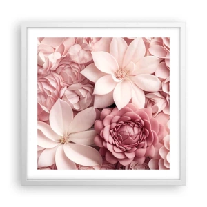 Plakat w białej ramie - W różowych płatkach - 50x50 cm