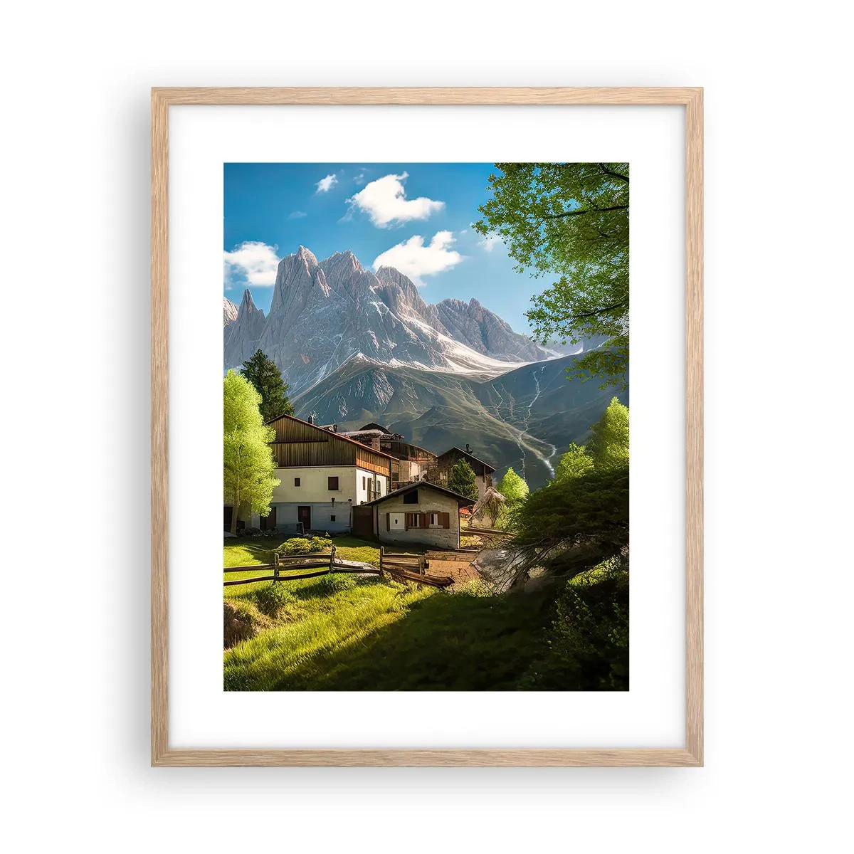 Plakat w ramie jasny dąb - Alpejska sielanka - 40x50 cm