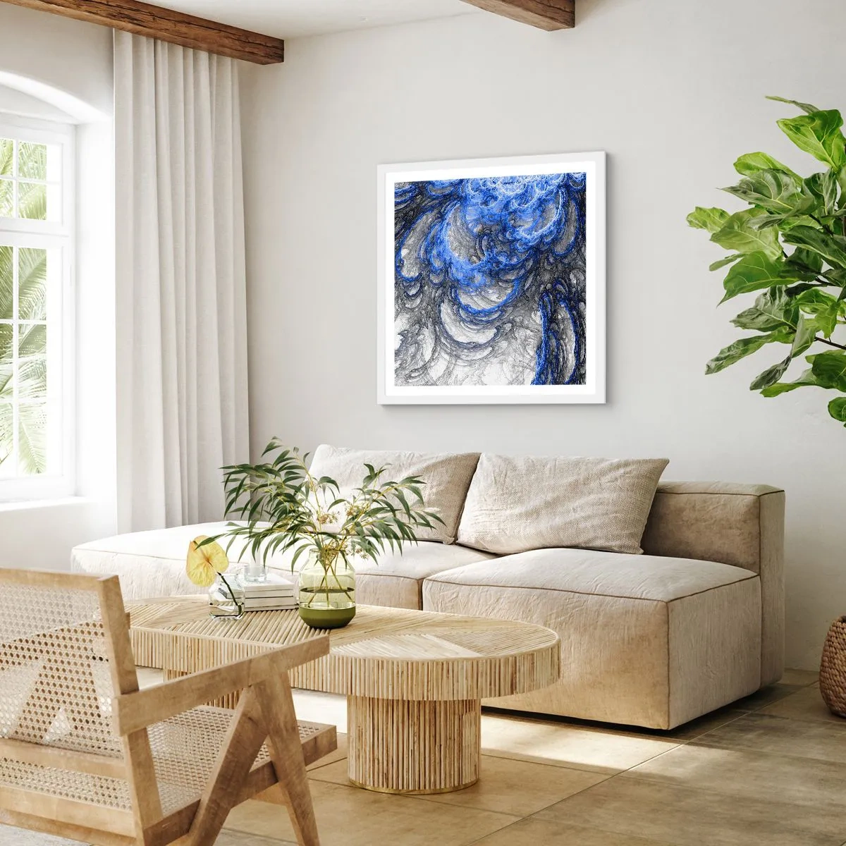 Plakat w białej ramie - Narodziny fali - 30x30 cm