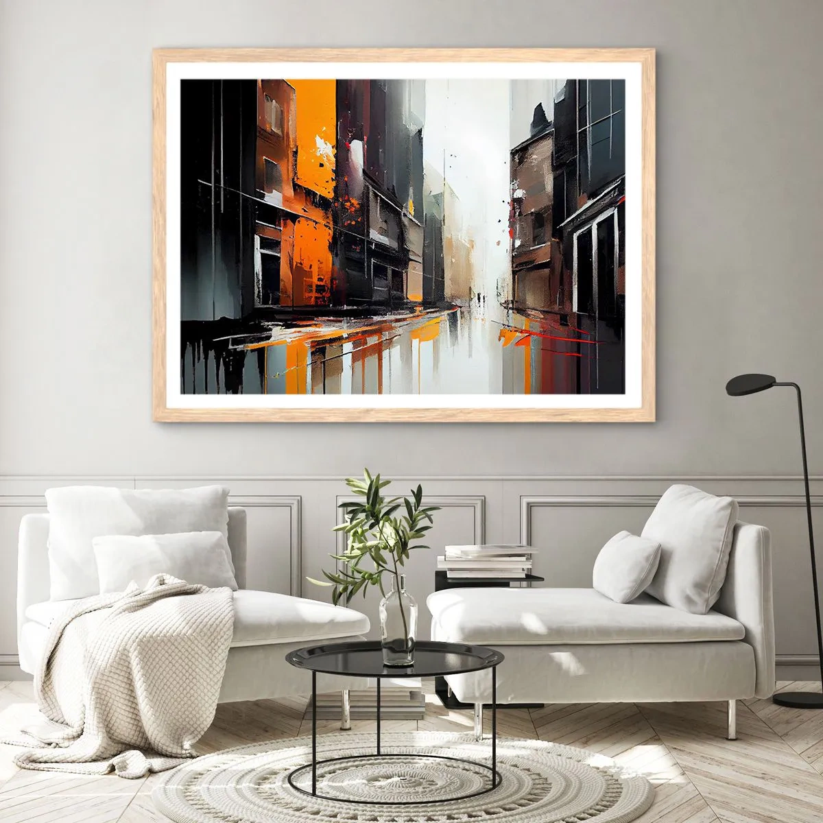 Plakat w ramie jasny dąb - Deszczowy dzień - 50x40 cm