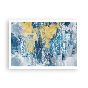 Plakat - Abstrakcja w odcieniach niebieskiego i żółtego - 100x70cm - Abstrakcja pełna pogody - Nowoczesna dekoracja ścienna do salonu i sypialni ARTTOR