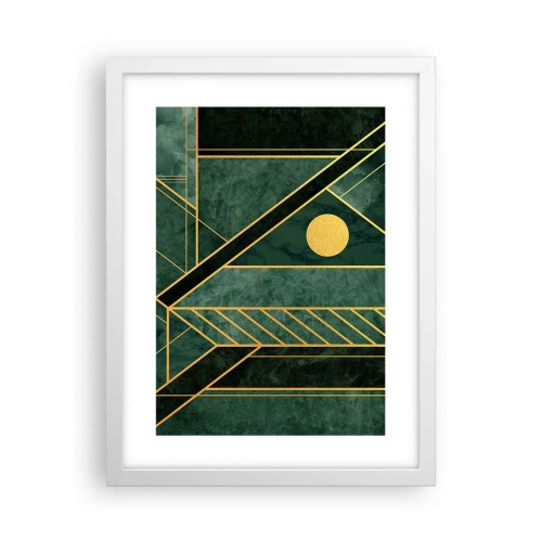 Plakat w białej ramie - Dynamika złota i lazuru - 30x40 cm