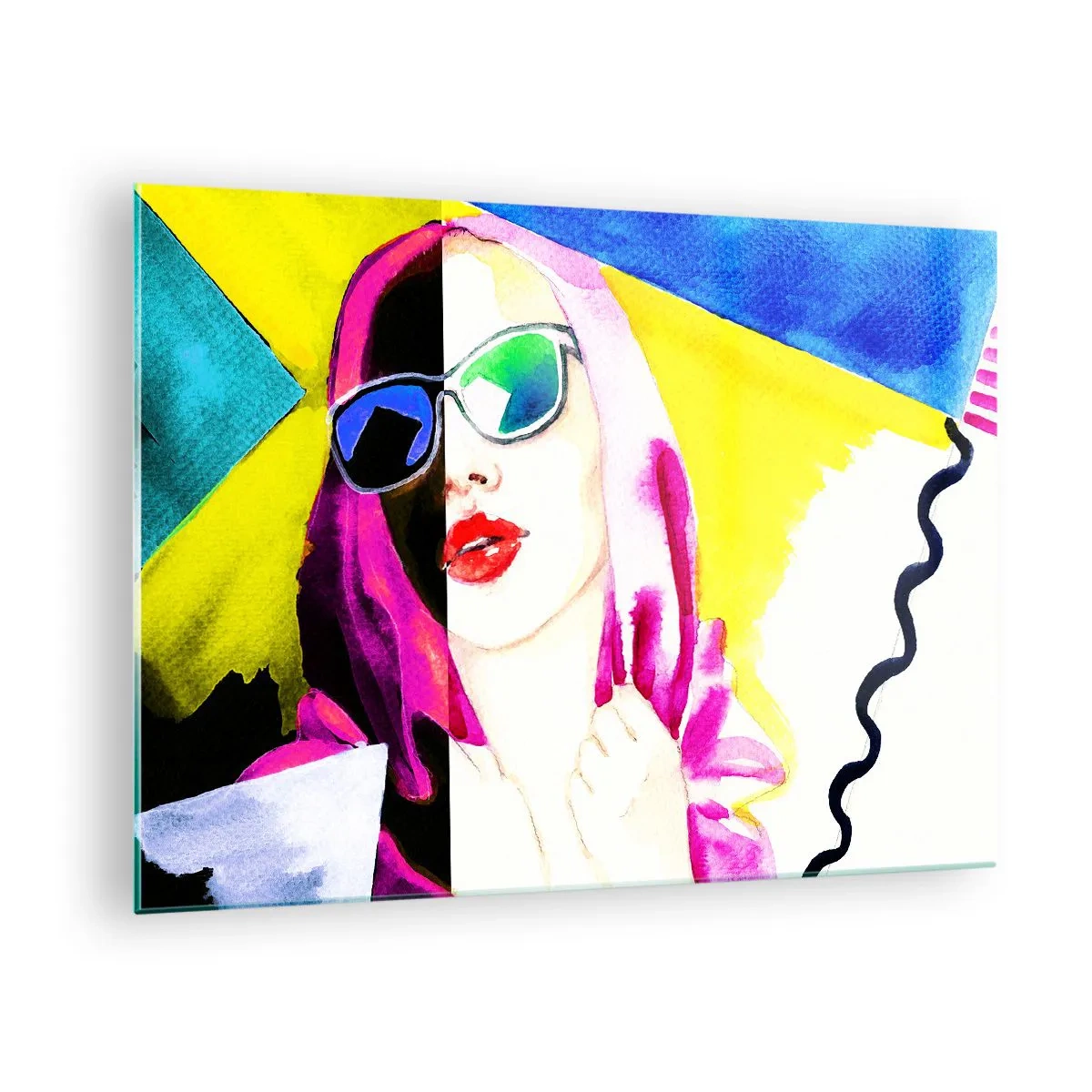 Obraz na szkle - Portret kobiety w kolorowym popartowym stylu - 70x50cm - Nie jestem biała i nie jestem czarna - Nowoczesna dekoracja ścienna do salonu i sypialni ARTTOR