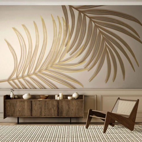 Fototapeta Standard Eco - Złota Palma! - Abstrakcja, Liść Palmy, Grafika - 350x256 cm