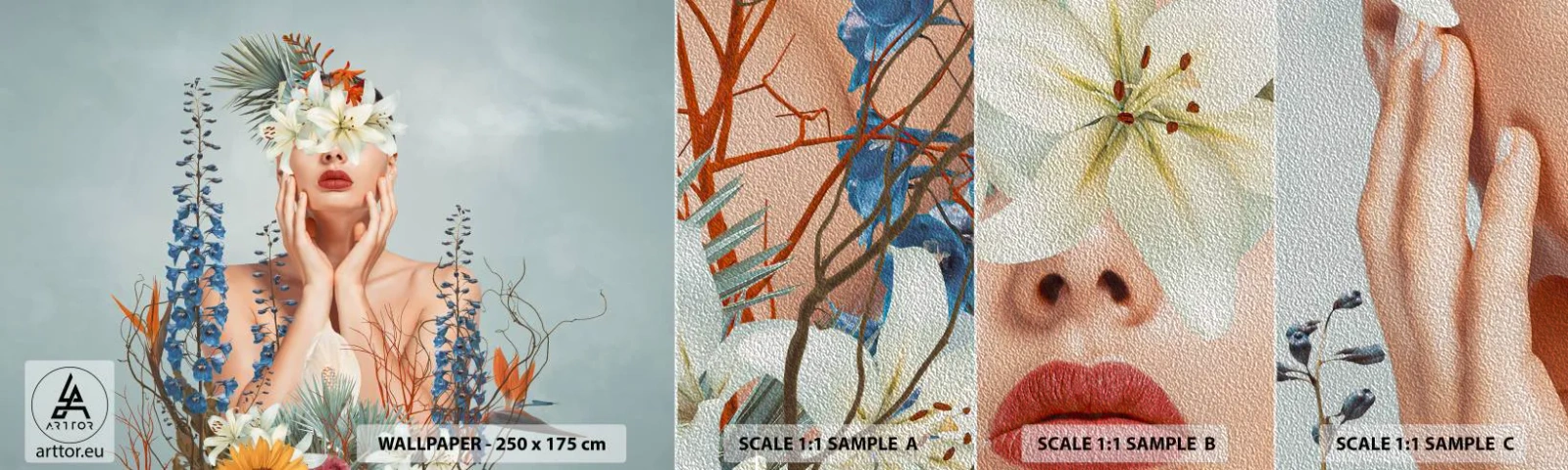 Fototapeta Próbka Premium Sand - Kobieta – kwiat - Abstrakcja, Kobieta, Kwiaty - 100x30 cm